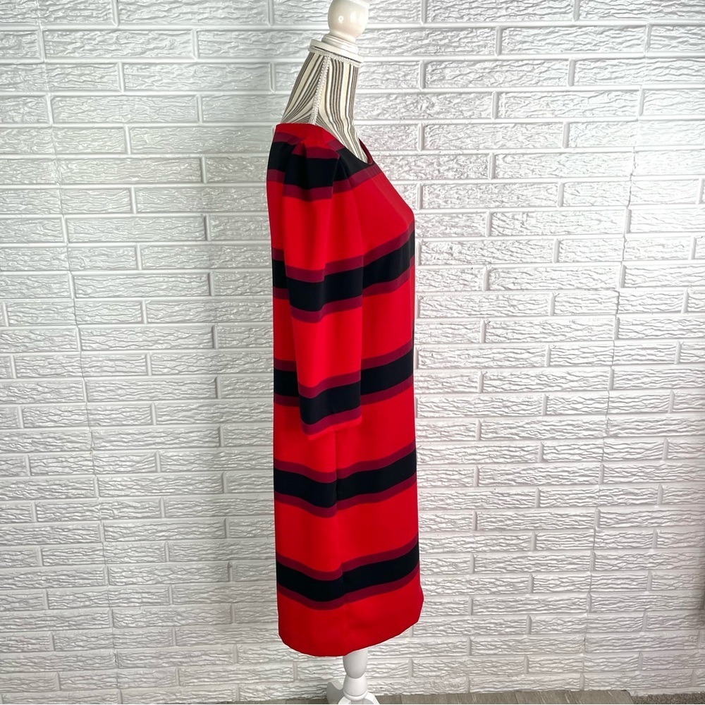 Premise Dresses Red Black Striped Shift Dress with Pockets Size 10 - Picture 4 of 11